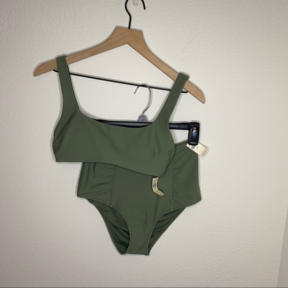Aerie bikini set - olive green - scoop neck - high rise